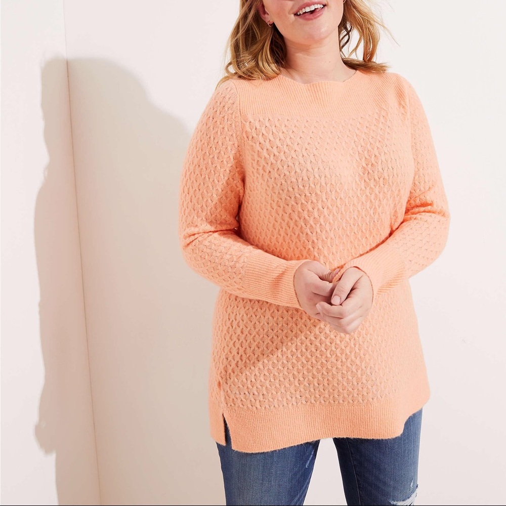 LOFT boatneck stitchy sweater XXL